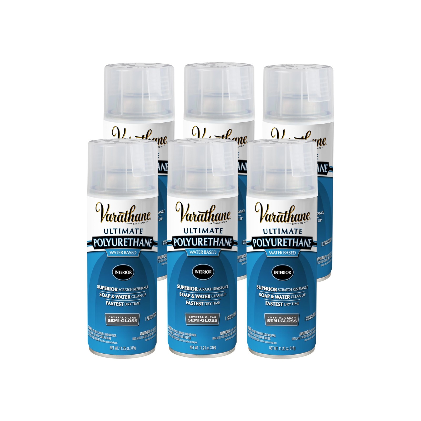 Rust Oleum Varathane Crystal Clear Water Based Polyurethane 11.25 Oz Pack Of 6