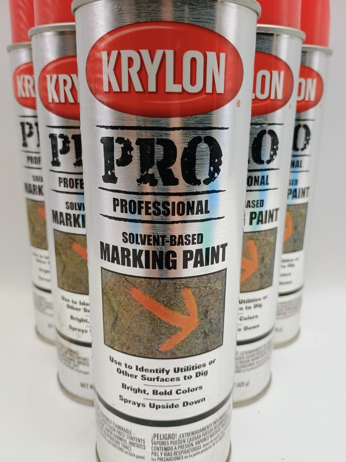 6 Cans RED Krylon Pro Solvent Marking Paint 15 Oz. Apwa 7302