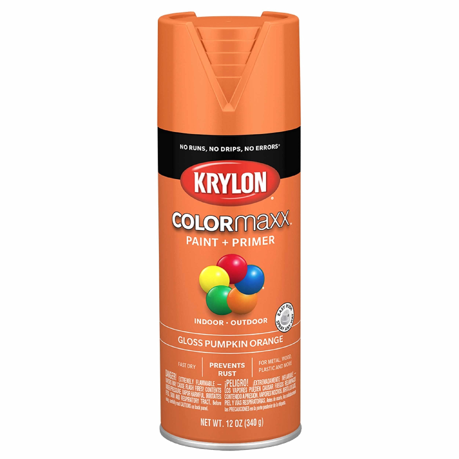Krylon COLORmaxx Pumpkin Orange Gloss Spray Paint 12 Oz Fast Dry Rust Protection