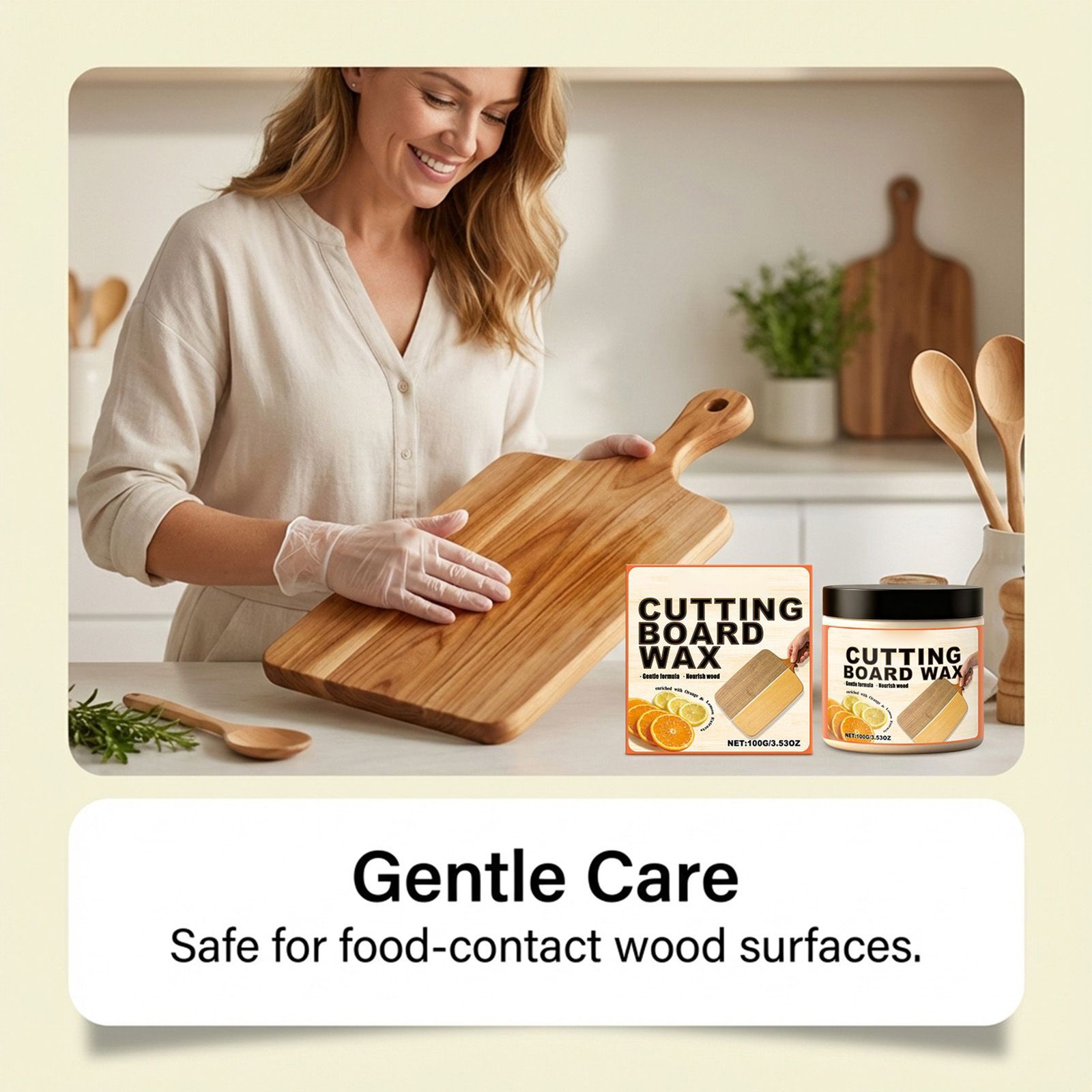 Cutting Board Wax 100g Food Grade Citrus Flavor Wood Furniture Wax Home Supplies