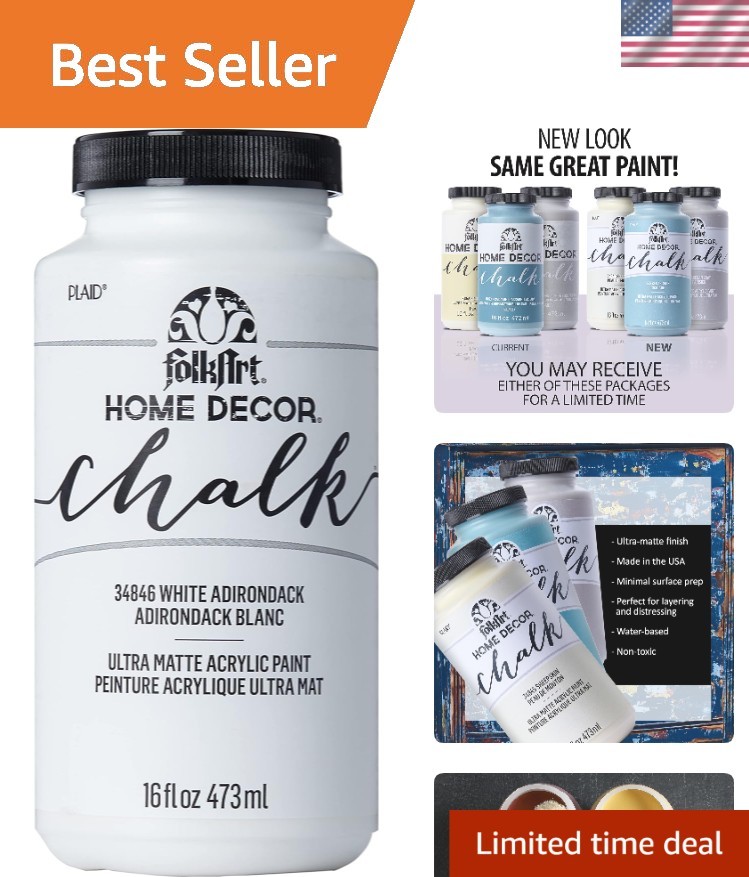 Chalk Craft Paint 16 Oz, Ultra Matte White Adirondack – Perfect for DIY Projects