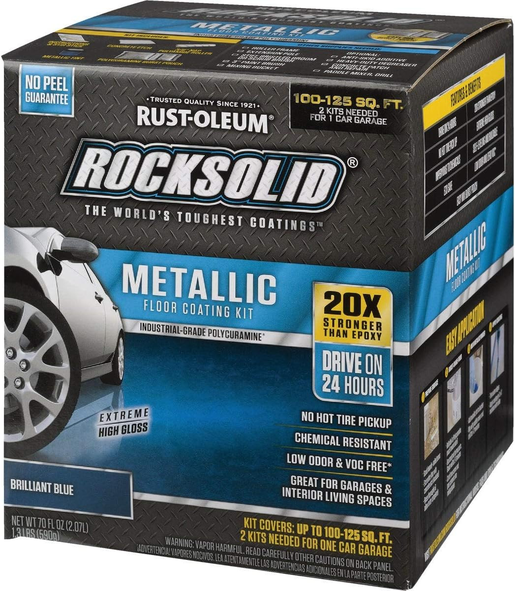 299745 Rocksolid Metallic Garage Floor Coating, 2.5 Quarts (Pack of 1), Brillian