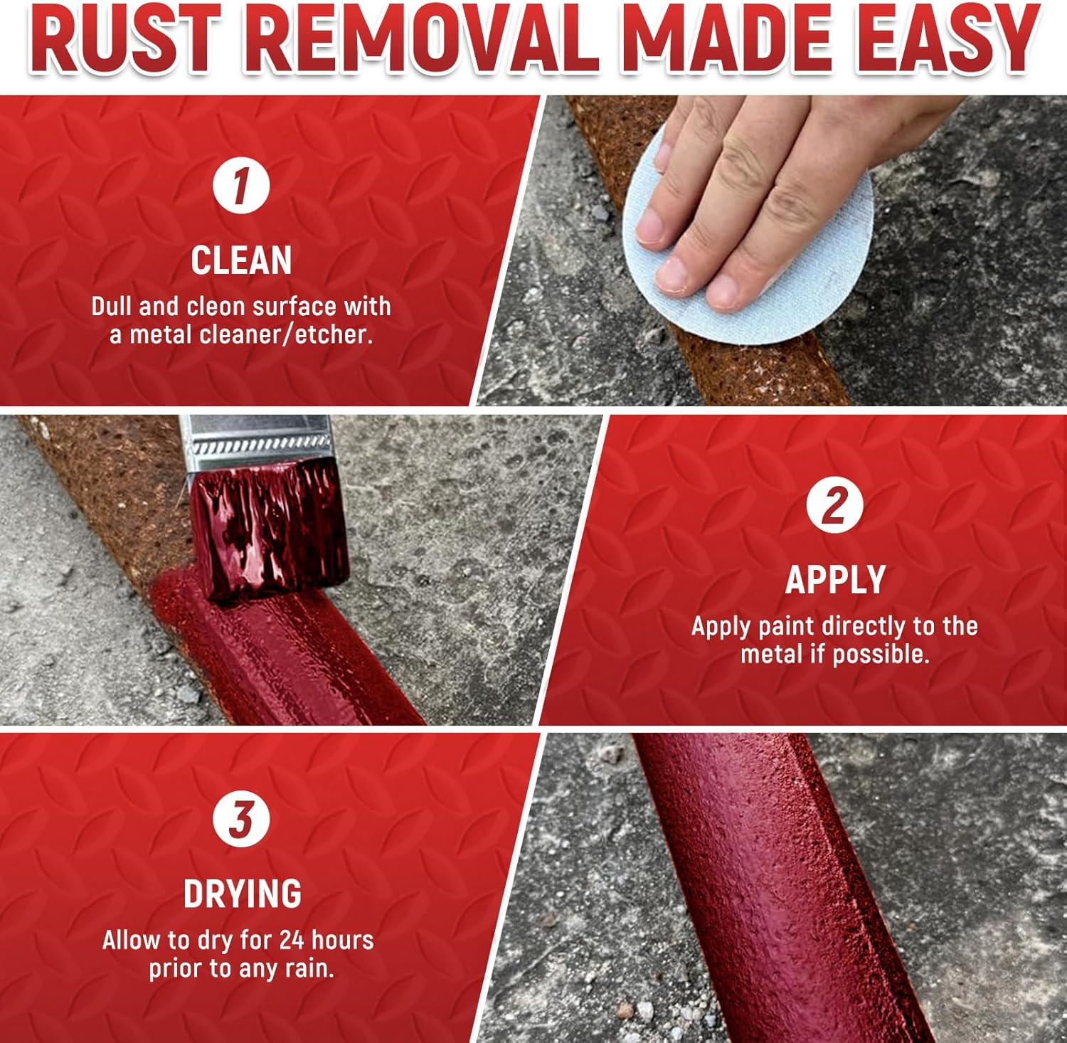 Water-Based Metal Anti-Rust Paint, High Gloss Red 16 Fl Oz, Metal Primer and Pro