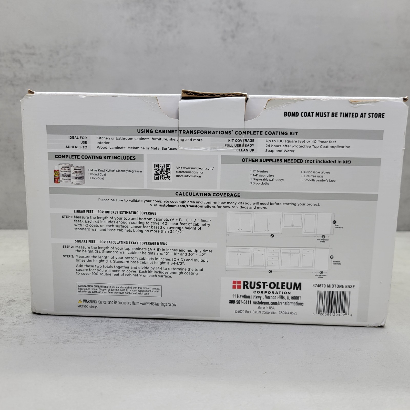 Rust-Oleum 374679 Cabinet Transformations Kit – Midtone Tint Base Kit™
