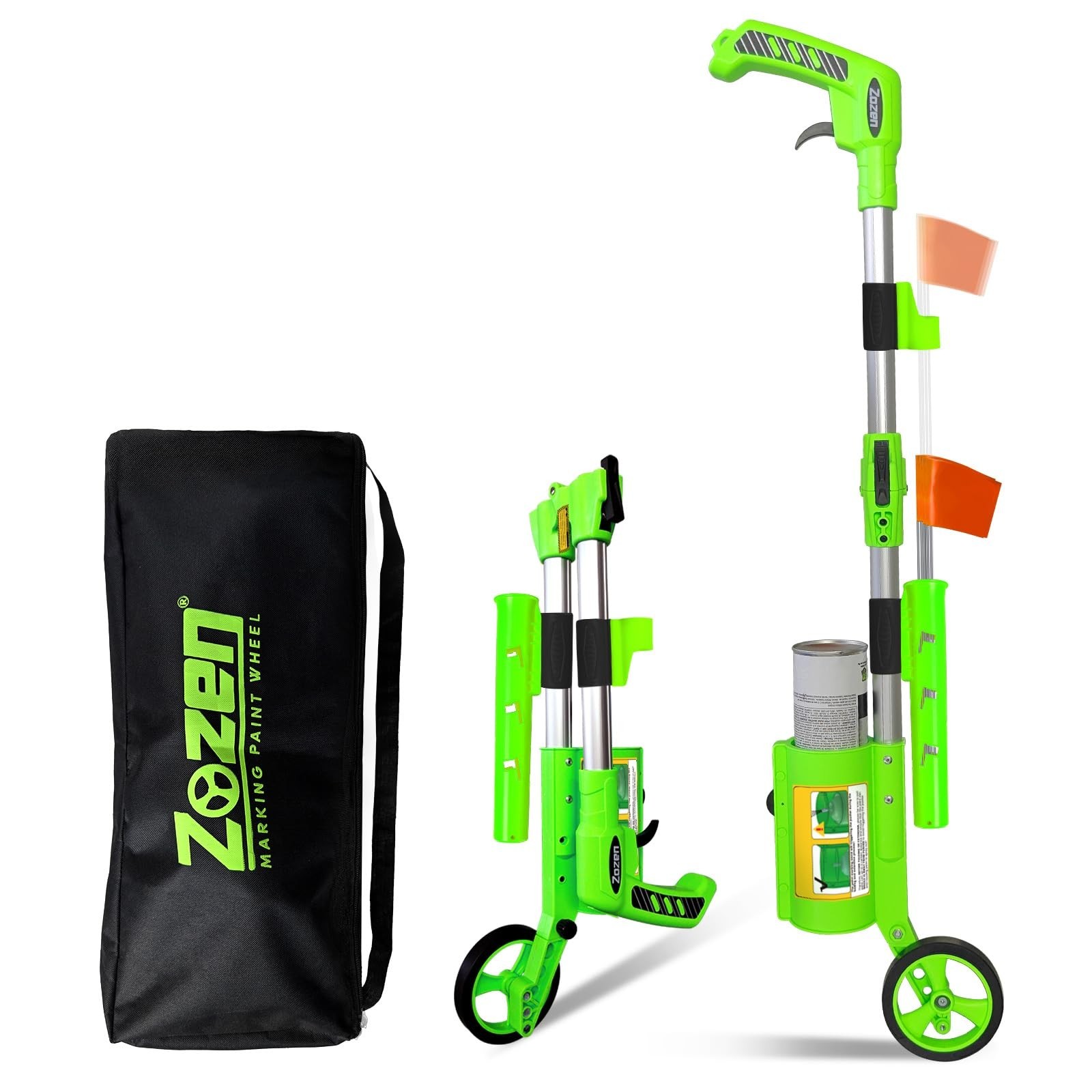 Adjustable Marking Paint Wand with 20 Flags & Holder, Foldable Carry Bag, 3-Line