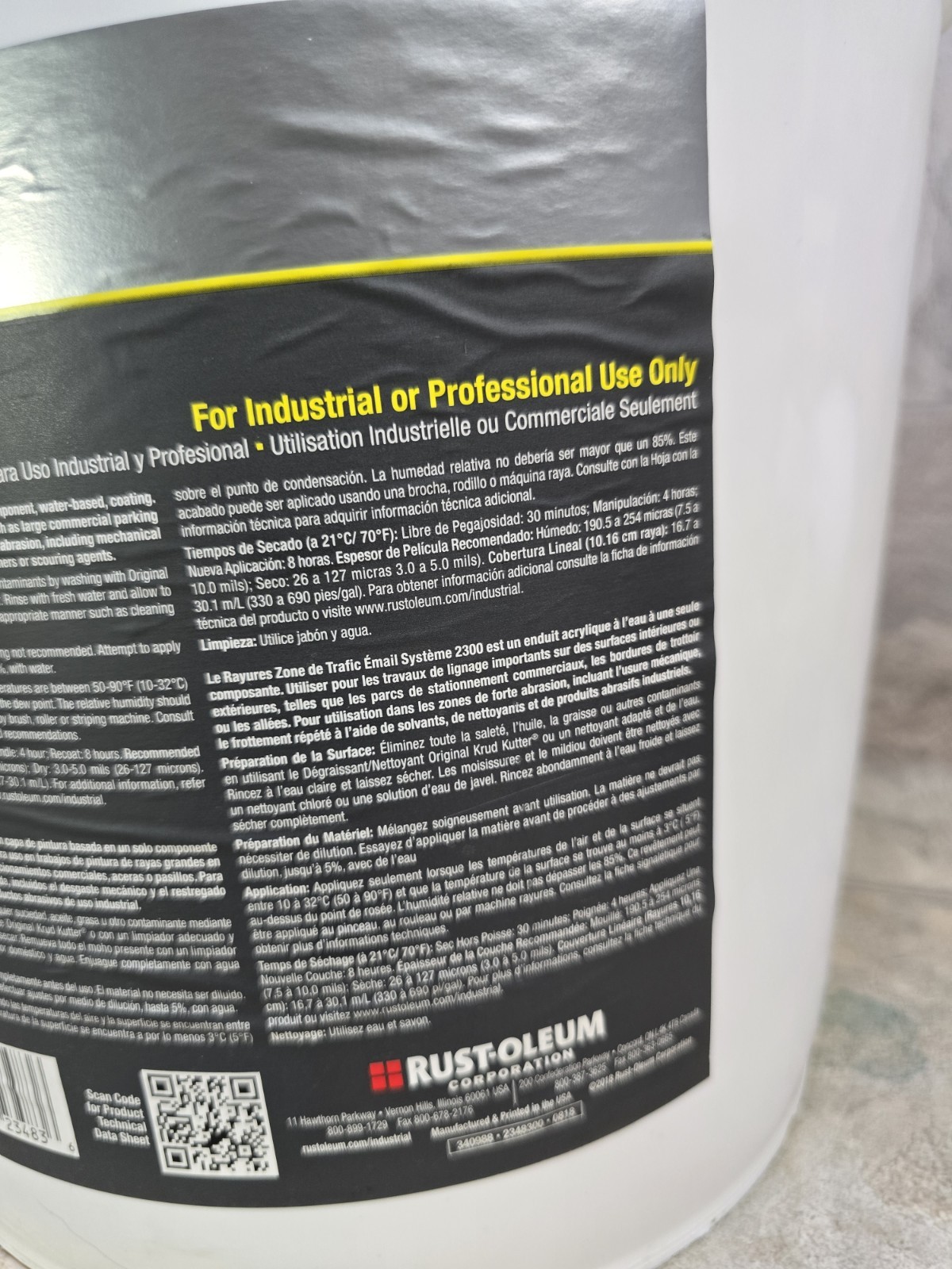 Rust-Oleum 2348300 Traffic Zone Striping Paint, 5 Gal., Yellow, Water -Based