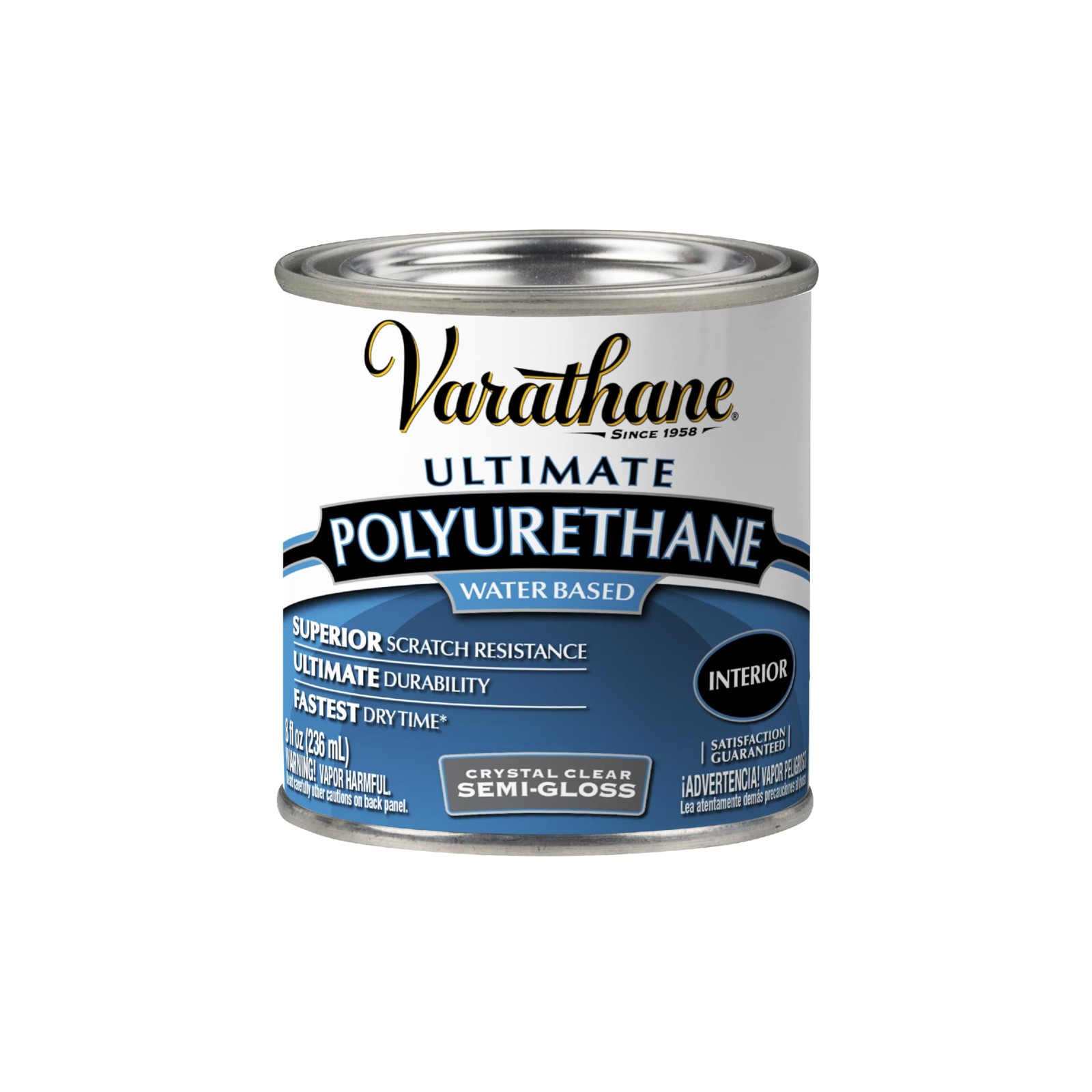 Varathane Water-Based Crystal-Clear 0.25 Quart (Pack of 1), Semi-Gloss