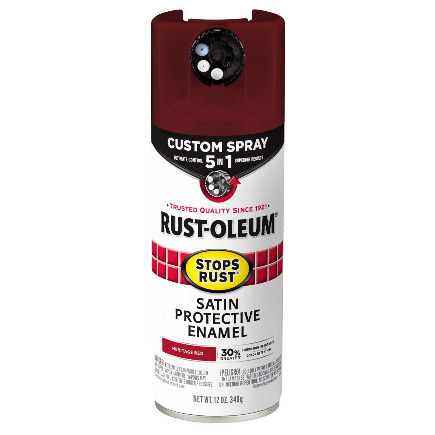 Rust-Oleum Stops Rust Custom Spray 5-in-1 Satin Heritage Red 12oz 6 Pack