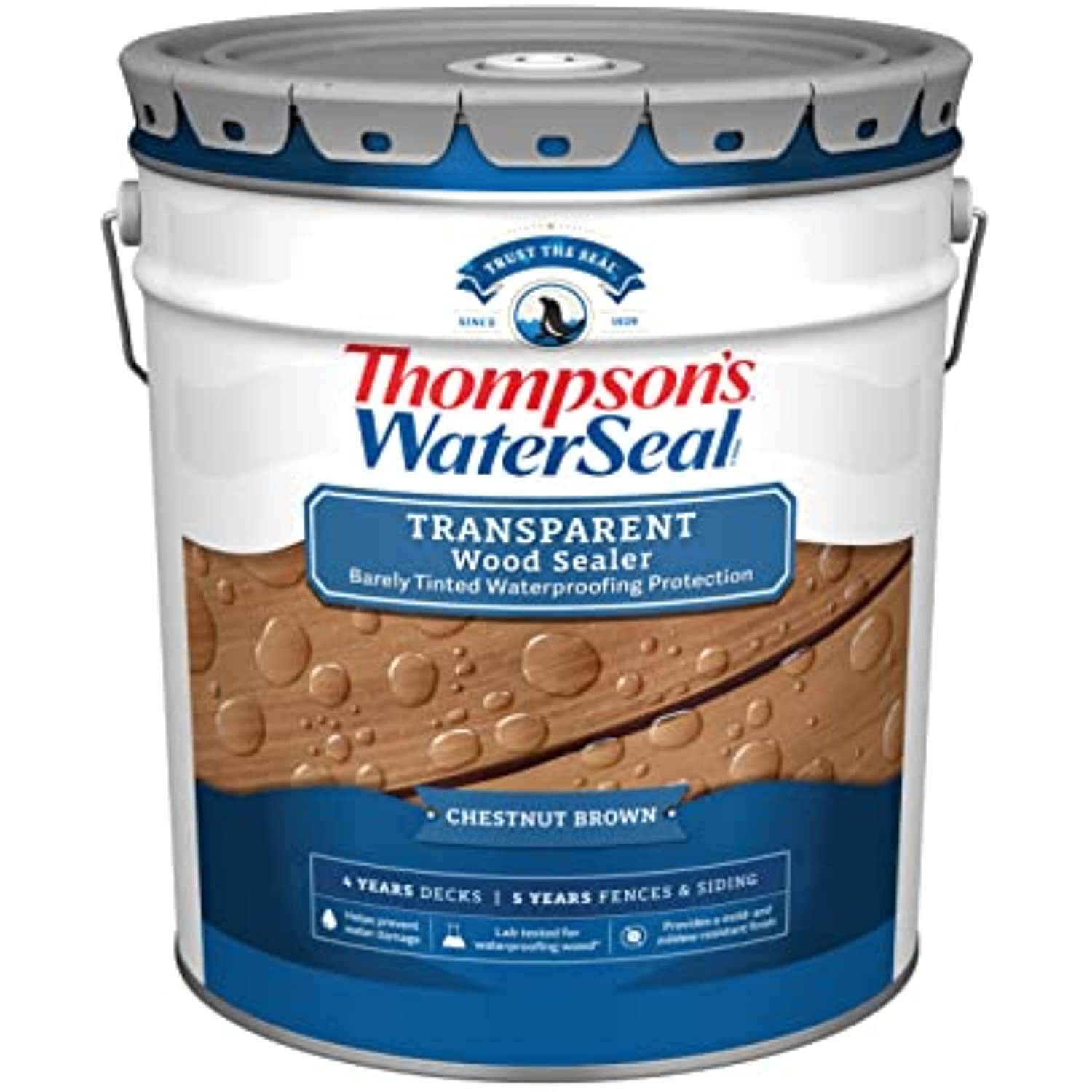 Thompson’s Water Seal Transparent Wood Sealer, Chestnut Brown, 5 Gallon