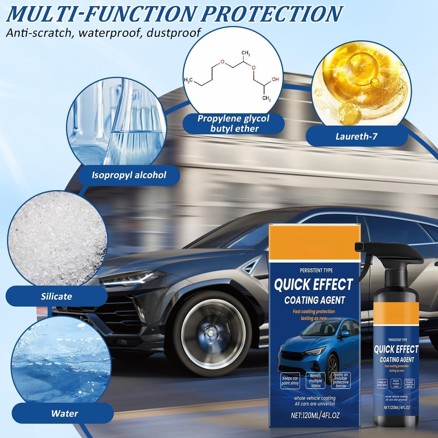Car Quick Coating Spray, 2-Pack, Advanced Paint Protection, Vehicle Detailing Sh