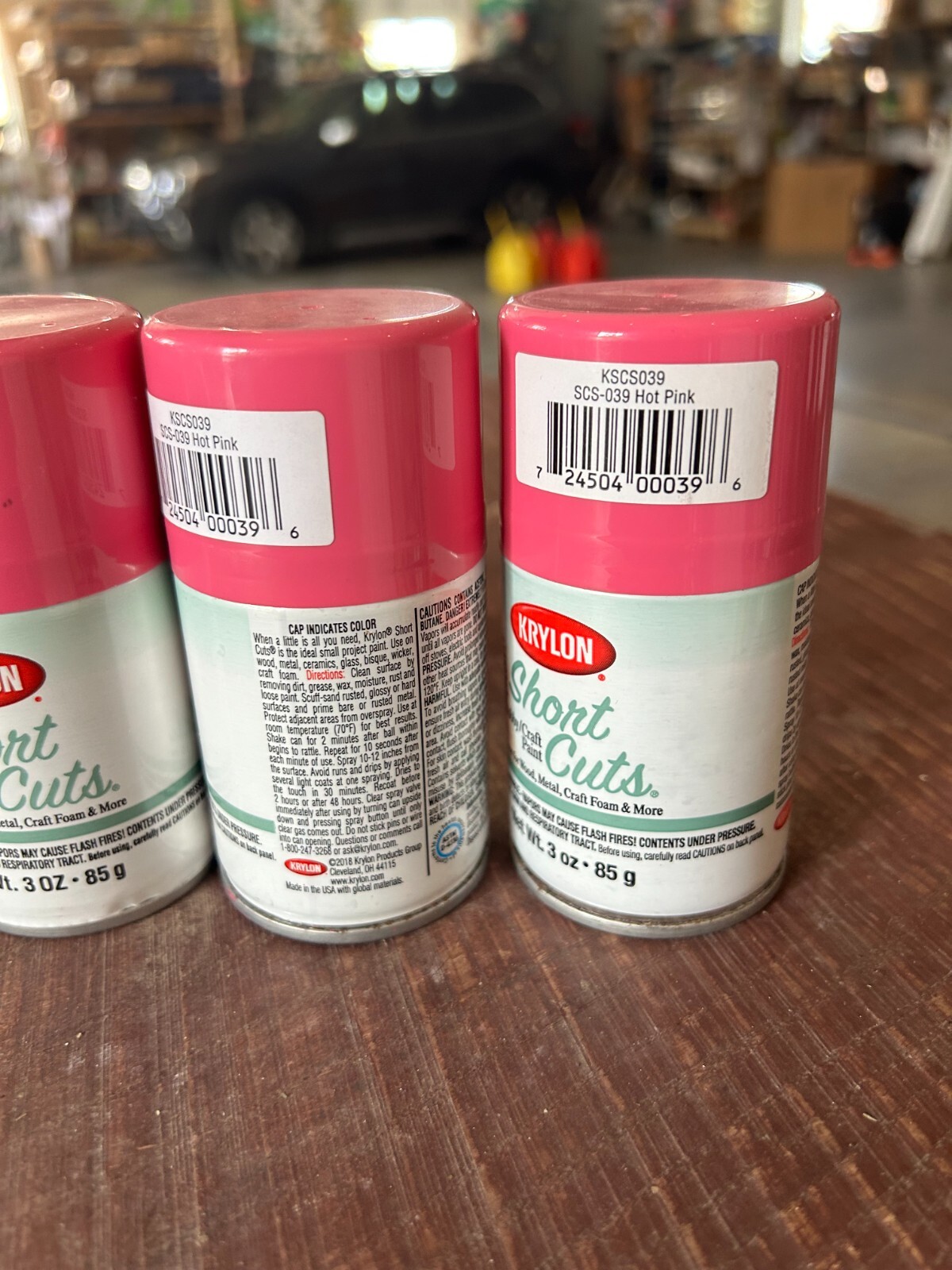 New 3-pack lot Krylon KSCS039 Short Cuts Aerosol Spray Paint 3 Oz Hot Pink