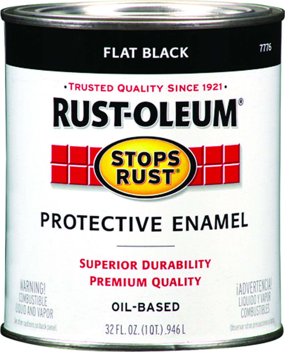 Rust-Oleum 7776-502 STOPS RUST Protective Enamel, Flat, Black, 1 qt Can