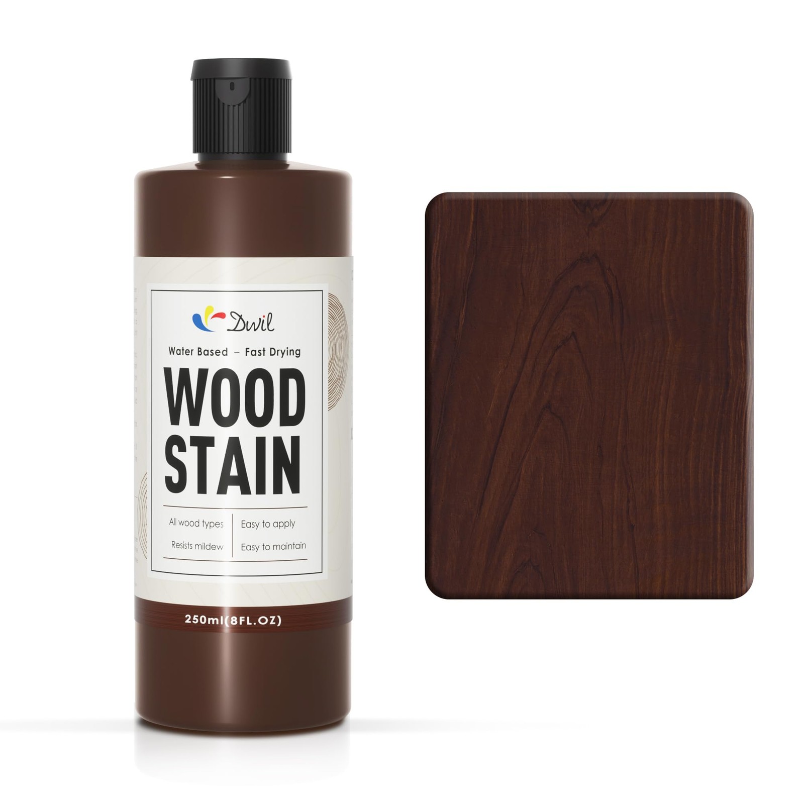 Water Based Wood Stain 8.5oz Dark Walnut Fast Drying Indoor Outdoor Furniture