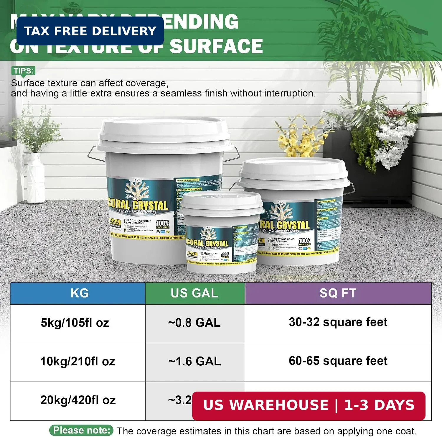 Epoxy Colored Sand Floor Paint Self Leveling-210 Fl Oz | Easy Pour & Roll Applic