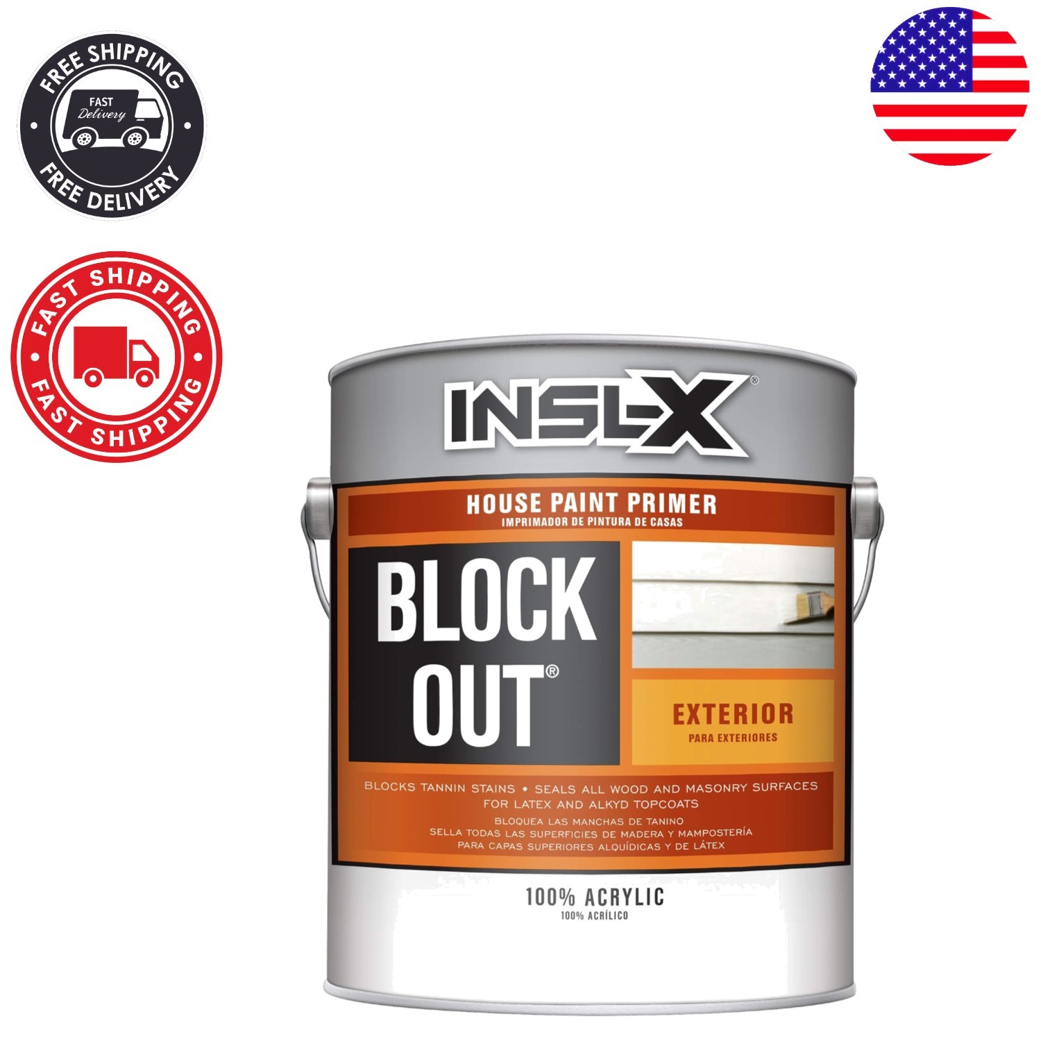 Low VOC White Acrylic Exterior Primer – Stain Resistance & Quick Dry – 1 Gallon