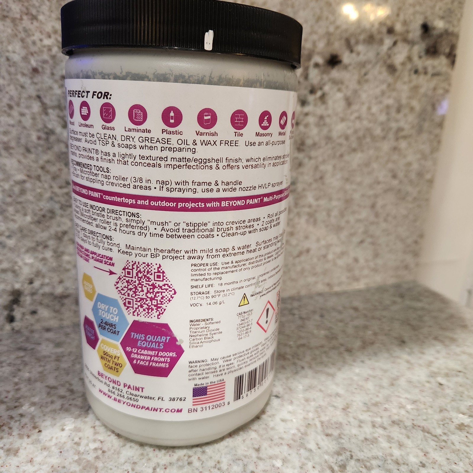 Beyond Paint All-In-One Soft Gray 1 Quart Bonds Primes Seals Furniture Cabinets