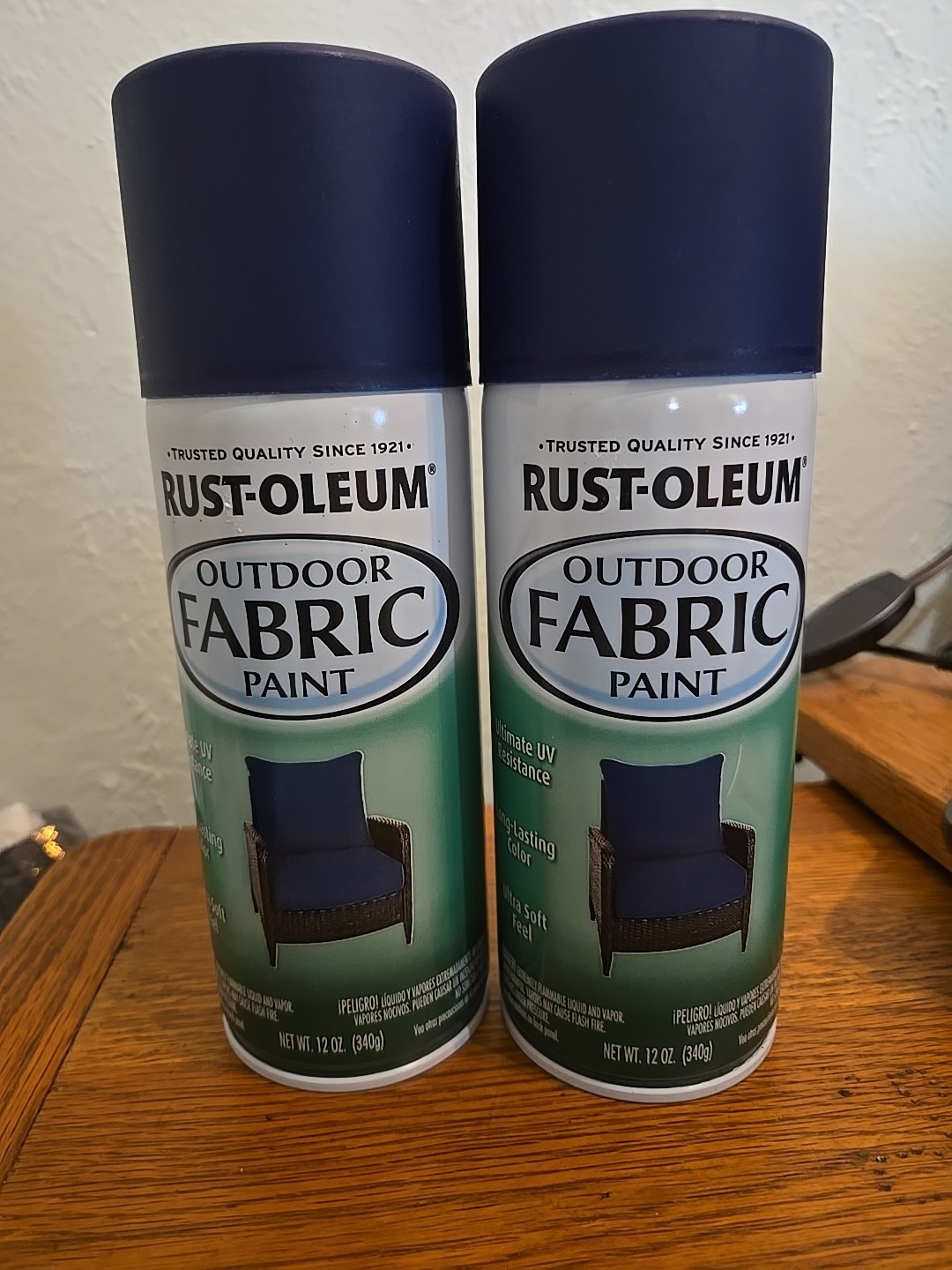New Rust Oleum Specialty Outdoor Fabric Spray Paint Navy Blue 12 oz Lot of 2