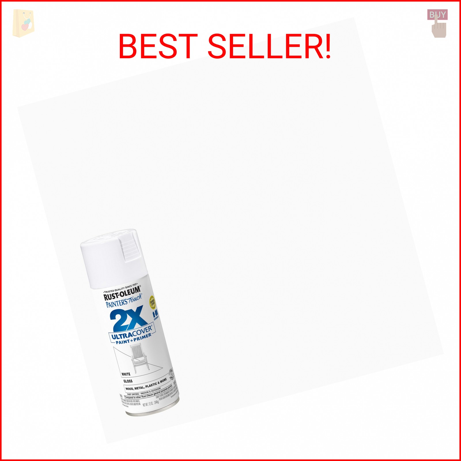 Rust-Oleum Painter’s Touch 2X Ultra Cover Spray Paint, Gloss White