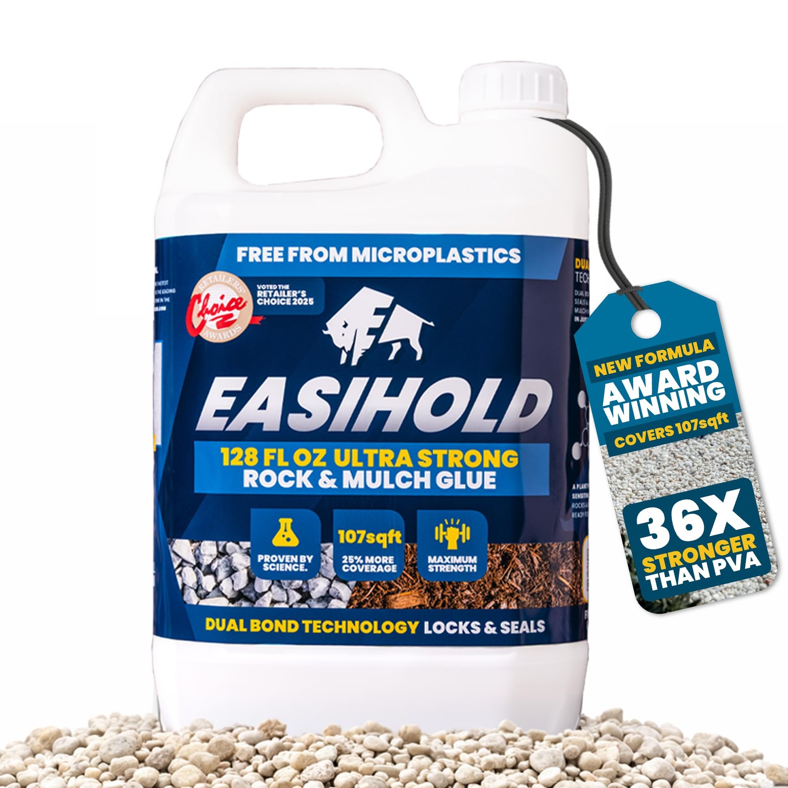 Easihold Rock Glue for Landscaping 1 Gallon – Gravel Binder 1 Gallon, Clear