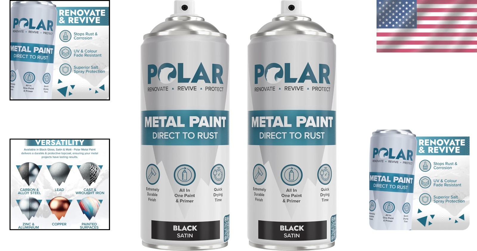 Satin Black Rust Spray Paint – 2 Pack of 13.5fl oz for Easy Surface Restoration