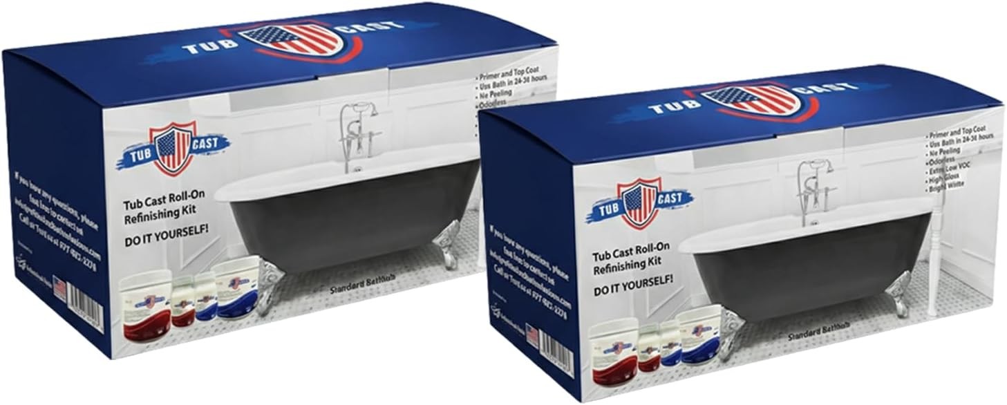 Ekopel Roll On Tub Cast Bathtub Refinishing Kit – Primer Top Coat Included – DIY