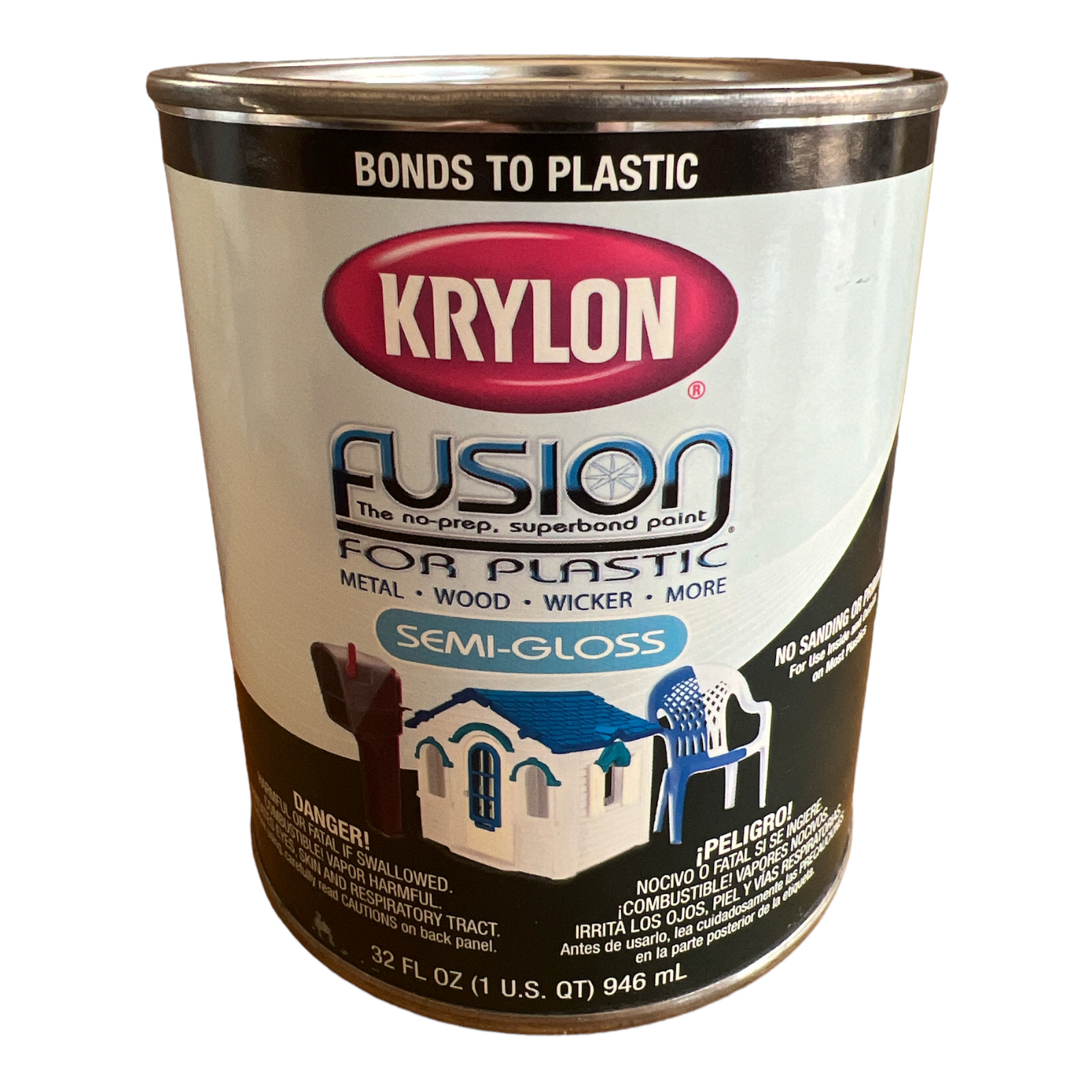 RARE 1 Qt Krylon Fusion for Plastic Brush On Semi-Gloss Hunter Green 5306 Paint