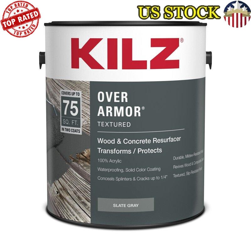 Waterproof Solid Color Deck Resurfacer Slate Gray 1 Gallon Slip-Resistant Finish