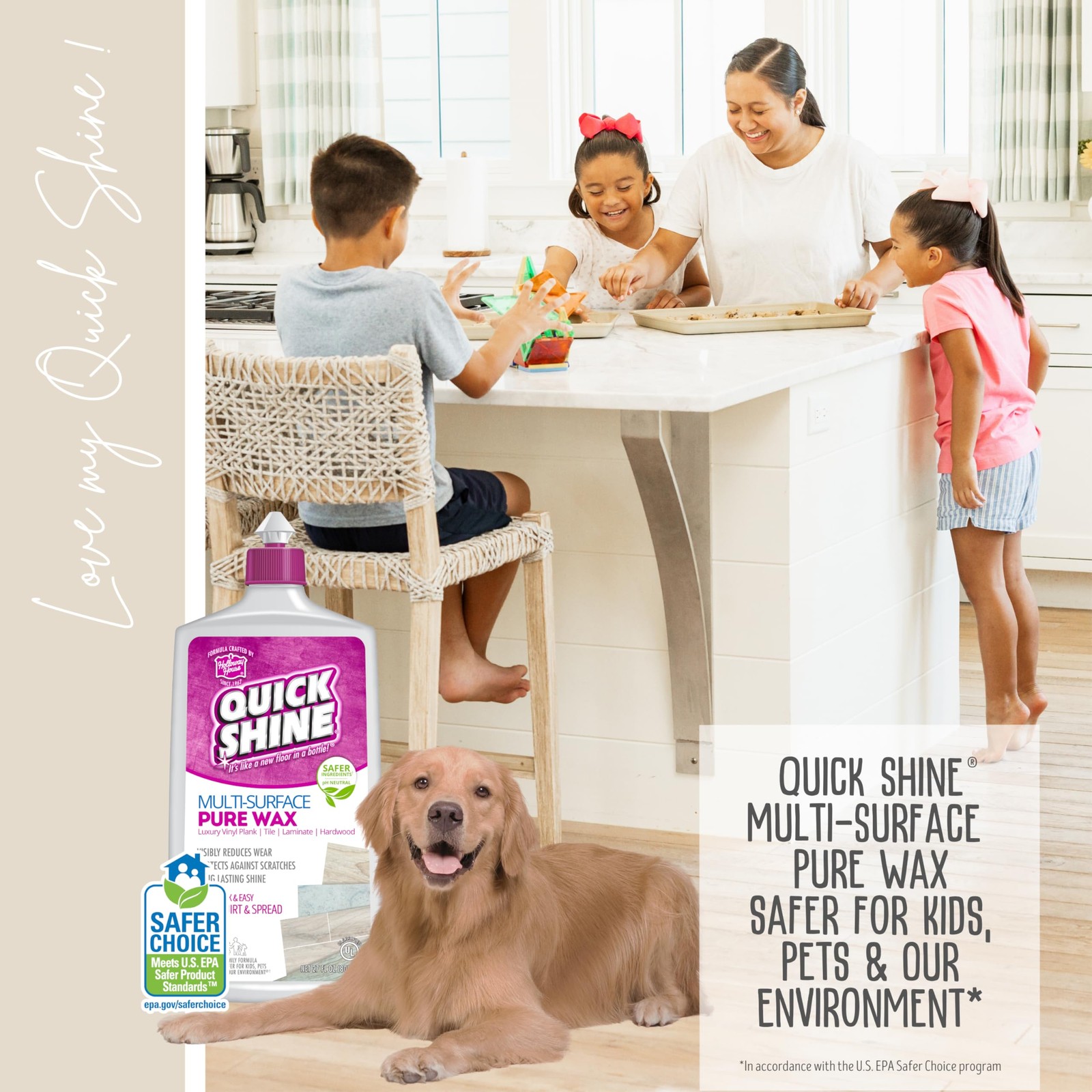 Quick Shine Pure Floor Wax 27oz | A Buffable, Waterproof 27 Fl Oz (Pack of 1)