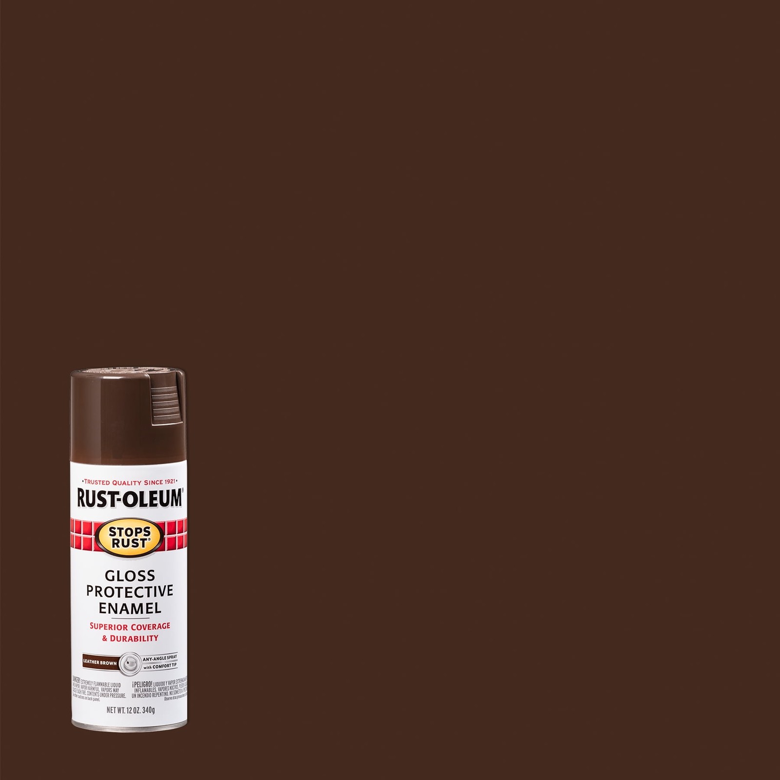 Leather Brown, Rust-Oleum Stops Rust Gloss Enamel Spray Paint-7775830, 12 oz