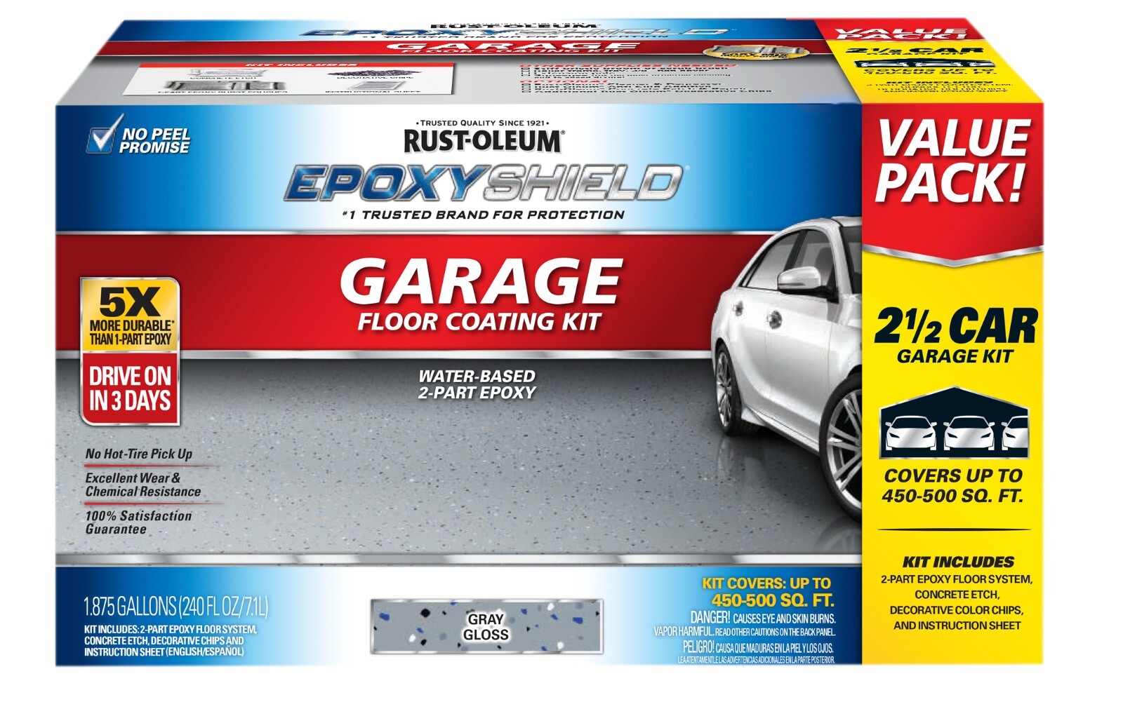 Rust-Oleum 251870 EPOXYSHIELD Garage Floor Coating Gray 2.5 Kit