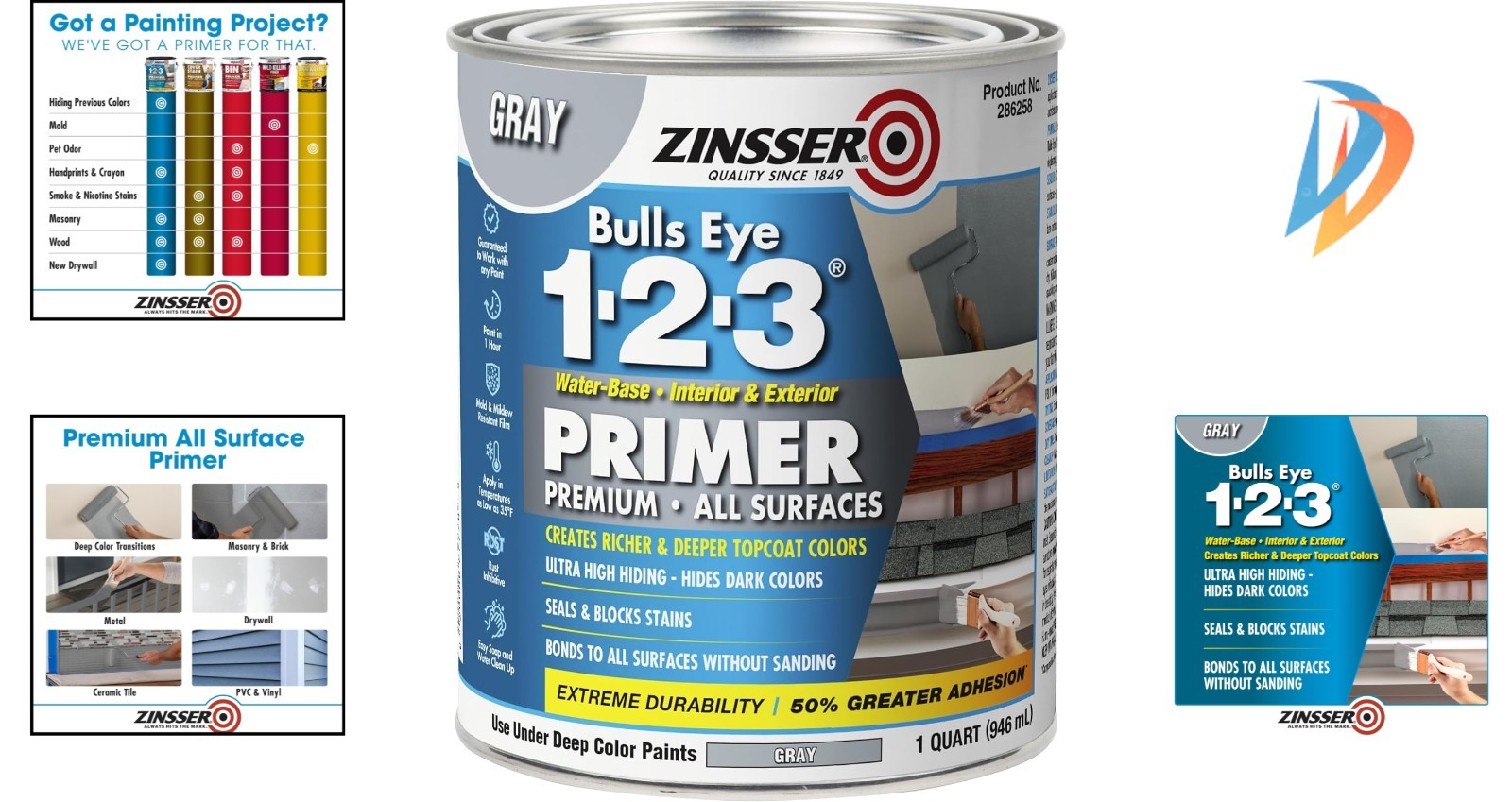 Gray Acrylic Primer, Quart for Quick Coverage – Rust Resistant & Water-Repellent