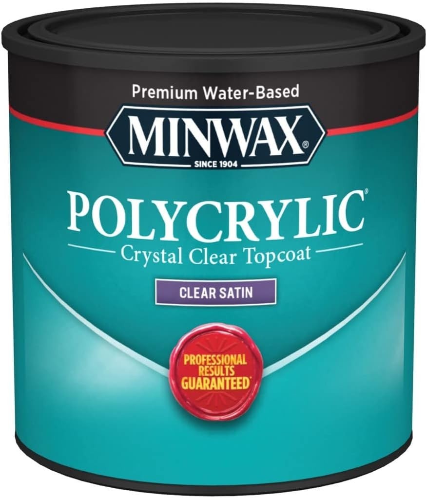 Minwax Polycrylic Protective Finish, Clear Satin ½ Pint – Fast Drying & Durable
