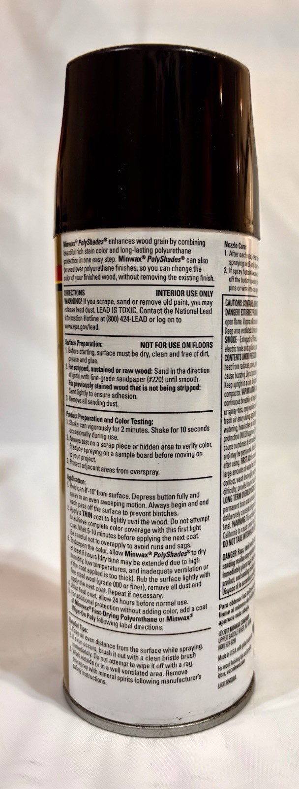 Minwax PolyShades CLASSIC BLACK GLOSS 10.75 oz Stain & Polyurethane Spray NEW