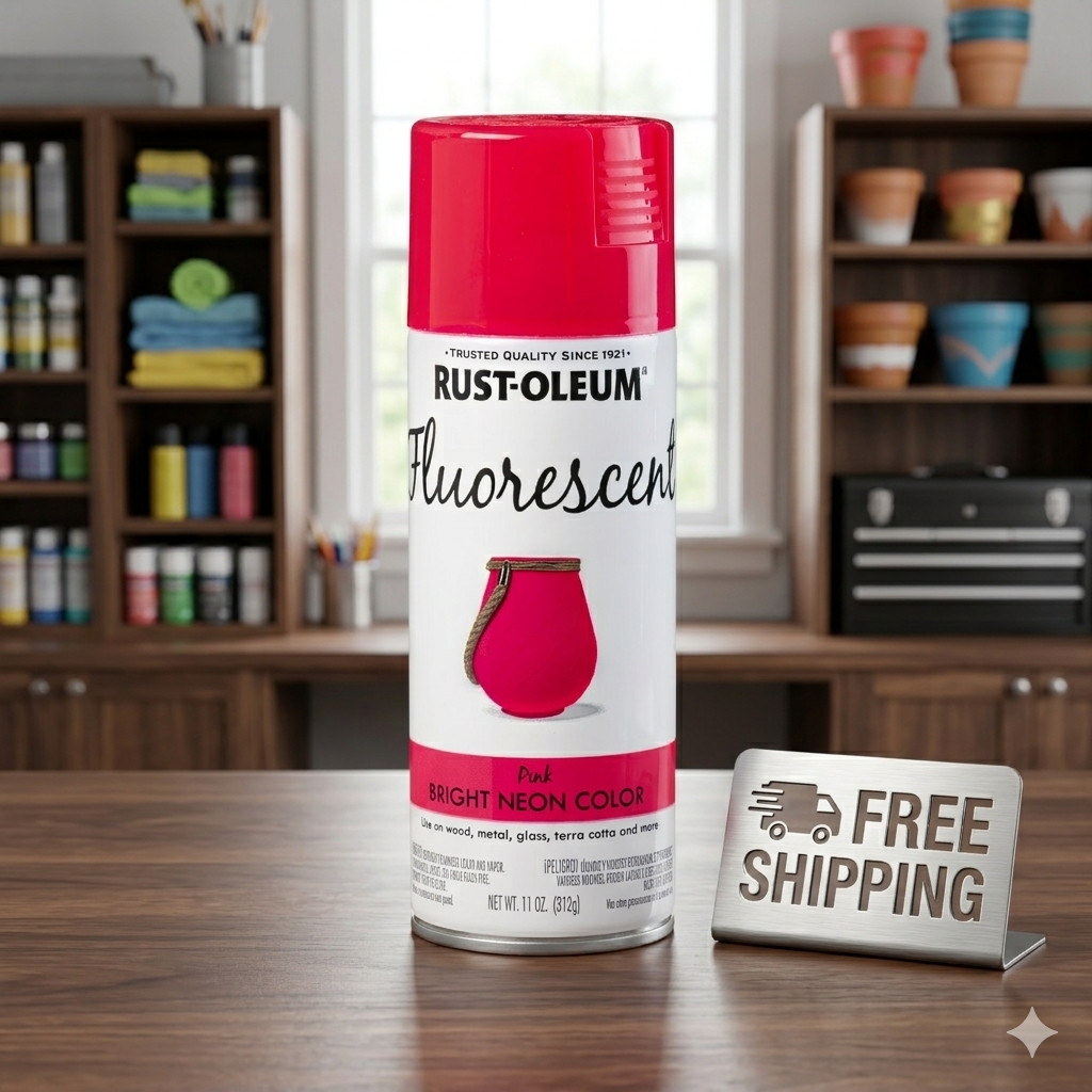 Rust-Oleum Fluorescent Pink Spray Paint 11 Oz High Visibility Bright Color 34256