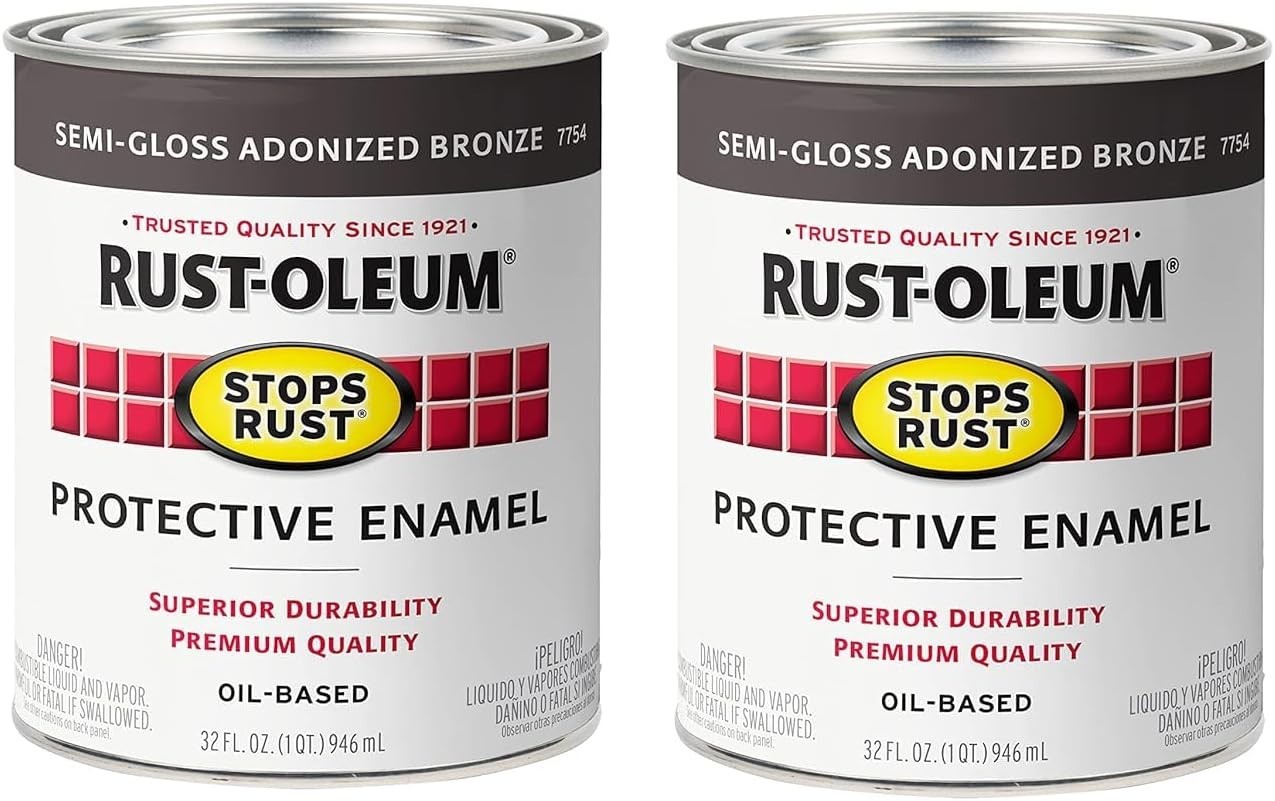 Rust-Oleum 7754502-2PK Stops Rust Brush On Paint, Quart, Semi-Gloss Anodized Bro
