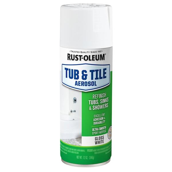 Rust-Oleum 280882 Tub & Tile Spray Paint, 12 oz, Gloss White