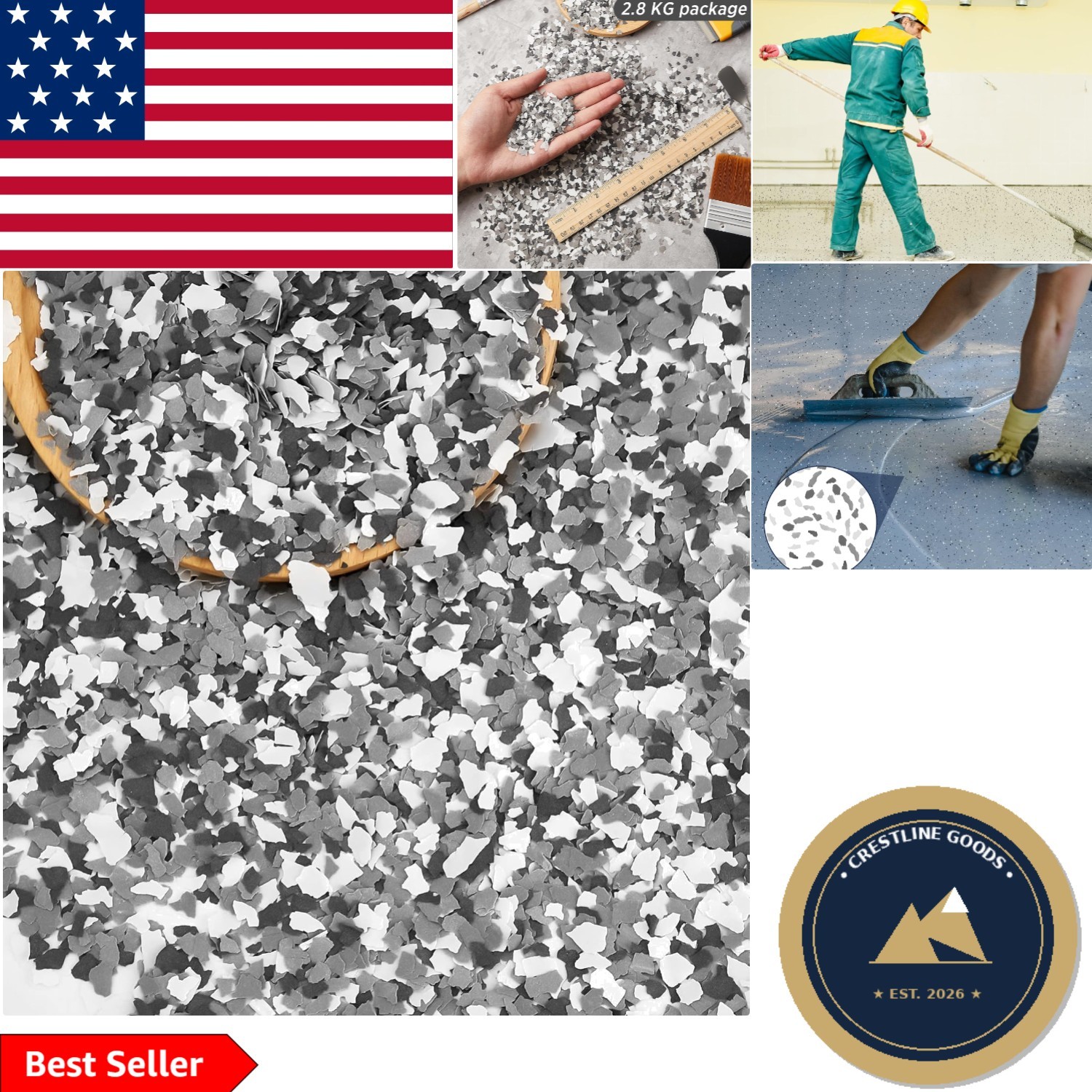 Versatile 2-4 mm Epoxy Flakes – 2.8 Kg Pack for Interior and Exterior Surfaces
