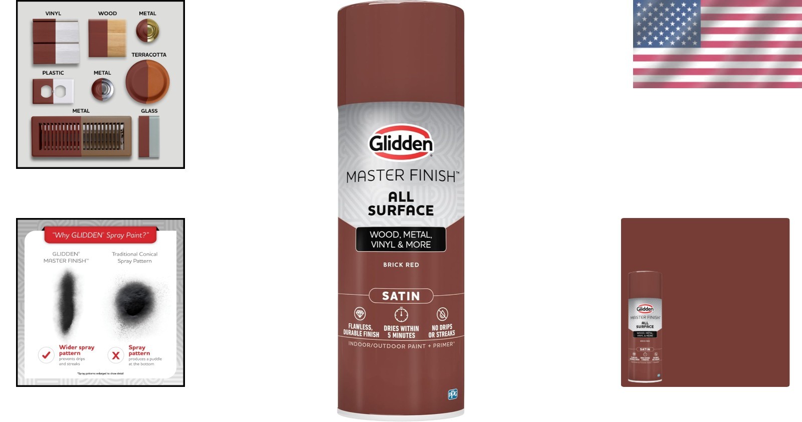 All Surface 12 oz Satin Brick Red Spray Paint and Primer – Fast Drying & Durable