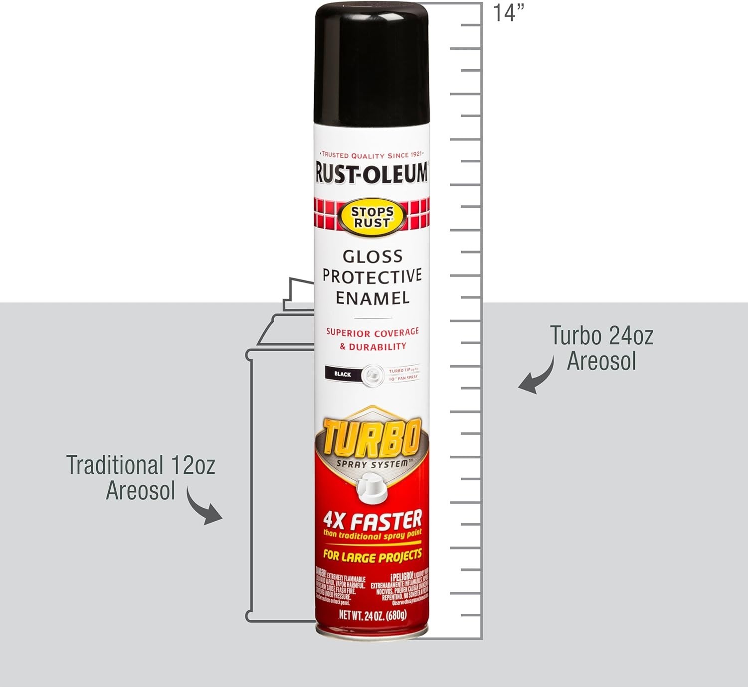 Rust-Oleum 334128 Stops Rust Turbo Spray Paint, 24 oz, Gloss (Select Color)