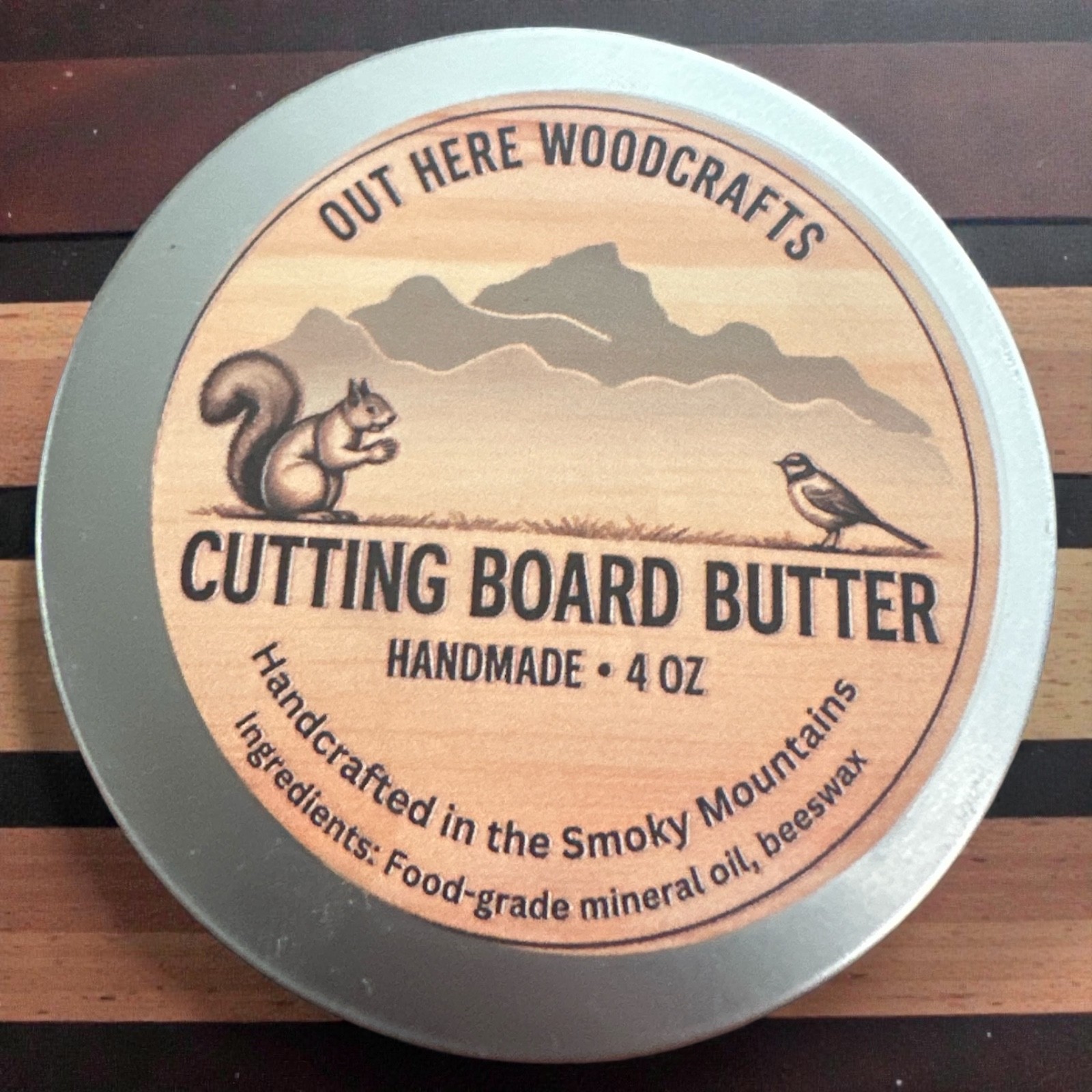 Handmade Cutting Board Butter – Food Safe Mineral Oil & Beeswax – 4 oz Tin