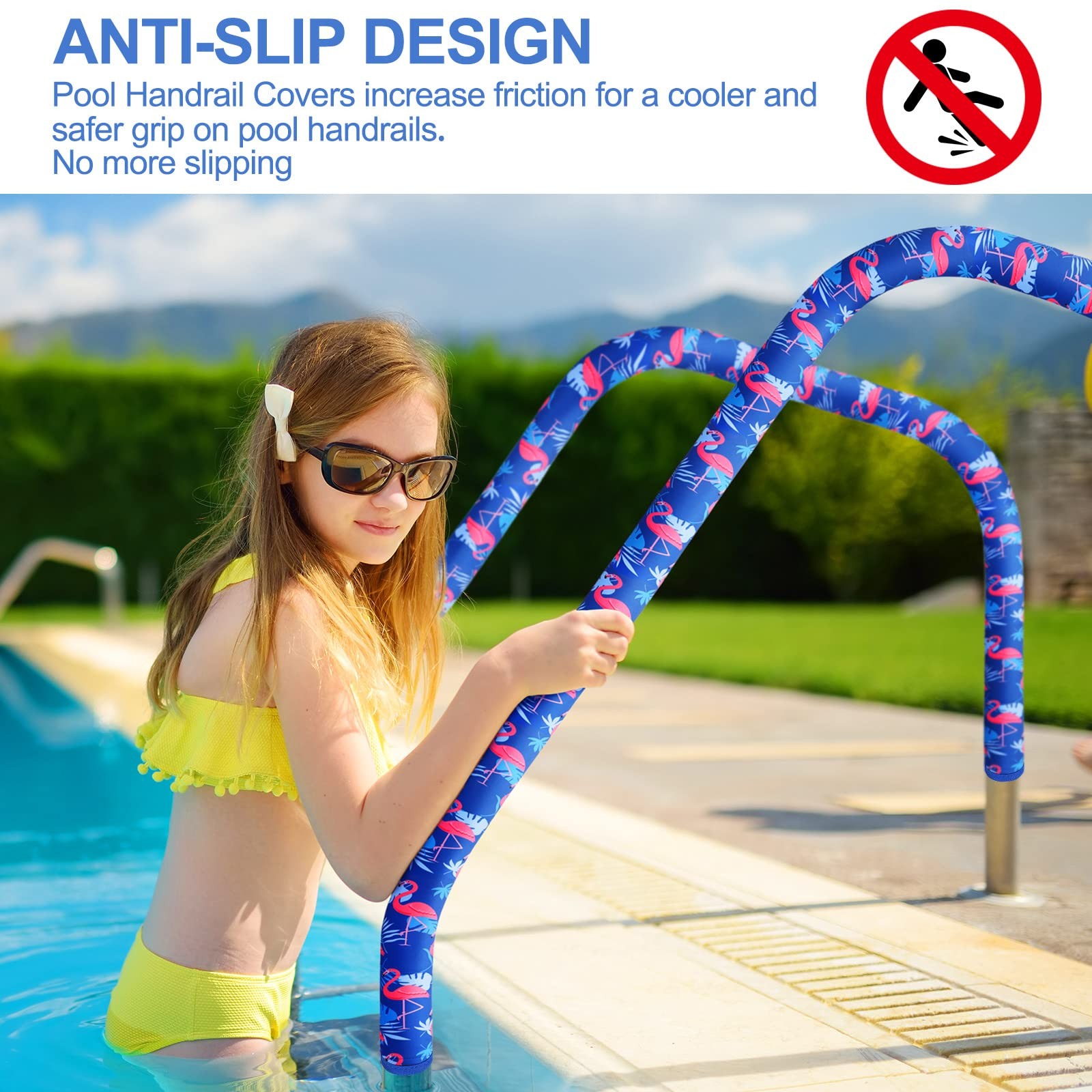 Junkin 2 Pcs Pool Railing Covers 8 ft Slip Resistant Handle Rail 8 ft, 8