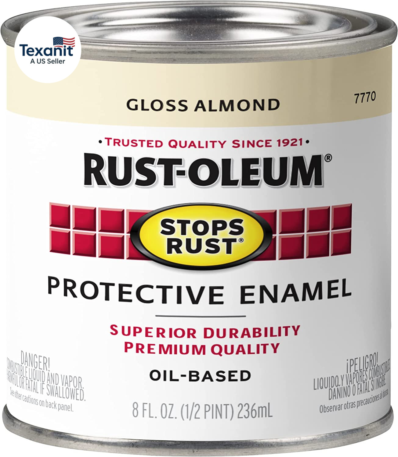 7770730 Stops Rust Brush on Paint, Half Pint, Gloss Almond