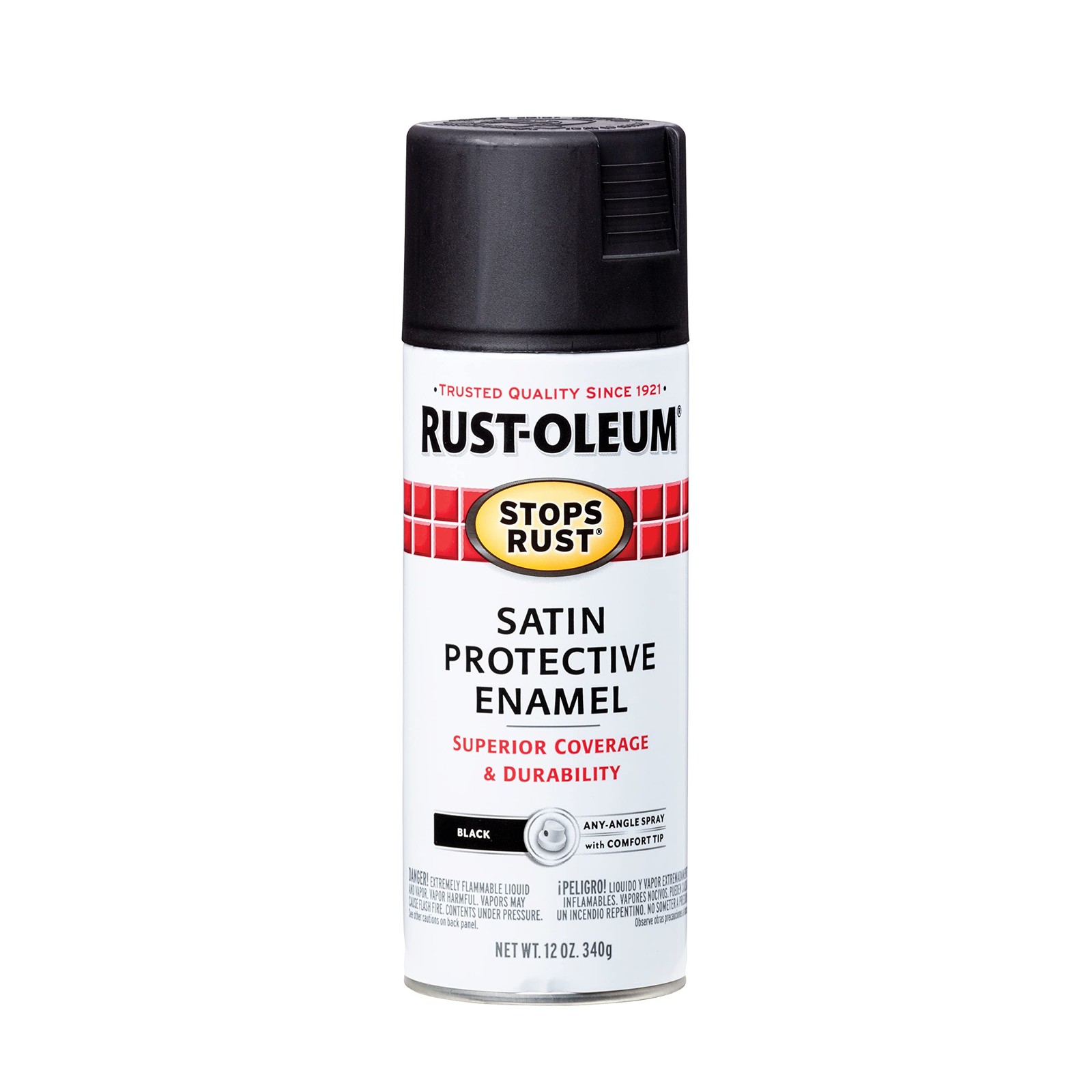 Rust-Oleum 7777830 Stops Rust Spray Paint, 12 Ounce (Pack of 1), Satin Black