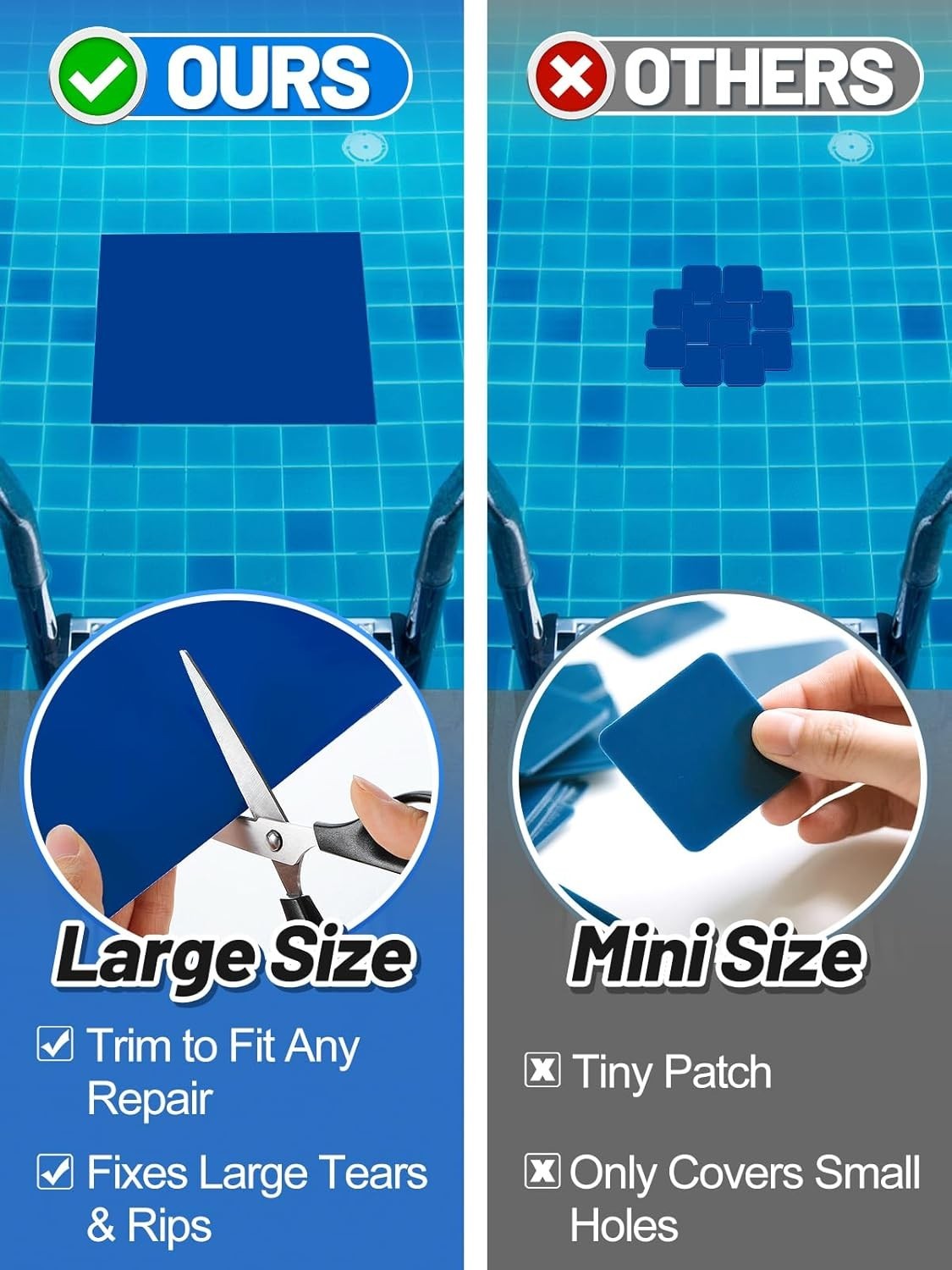 Aulock Exlarge Pool Liner Repair Patch – 4ft x 2.8ft Self-Adhesive Dark blue