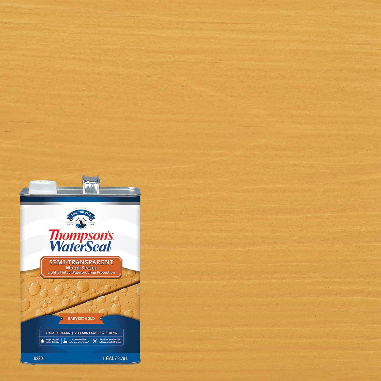 Semi-Transparent Waterproofing Wood Stain and Sealer, Harvest Gold, 1 Gallon