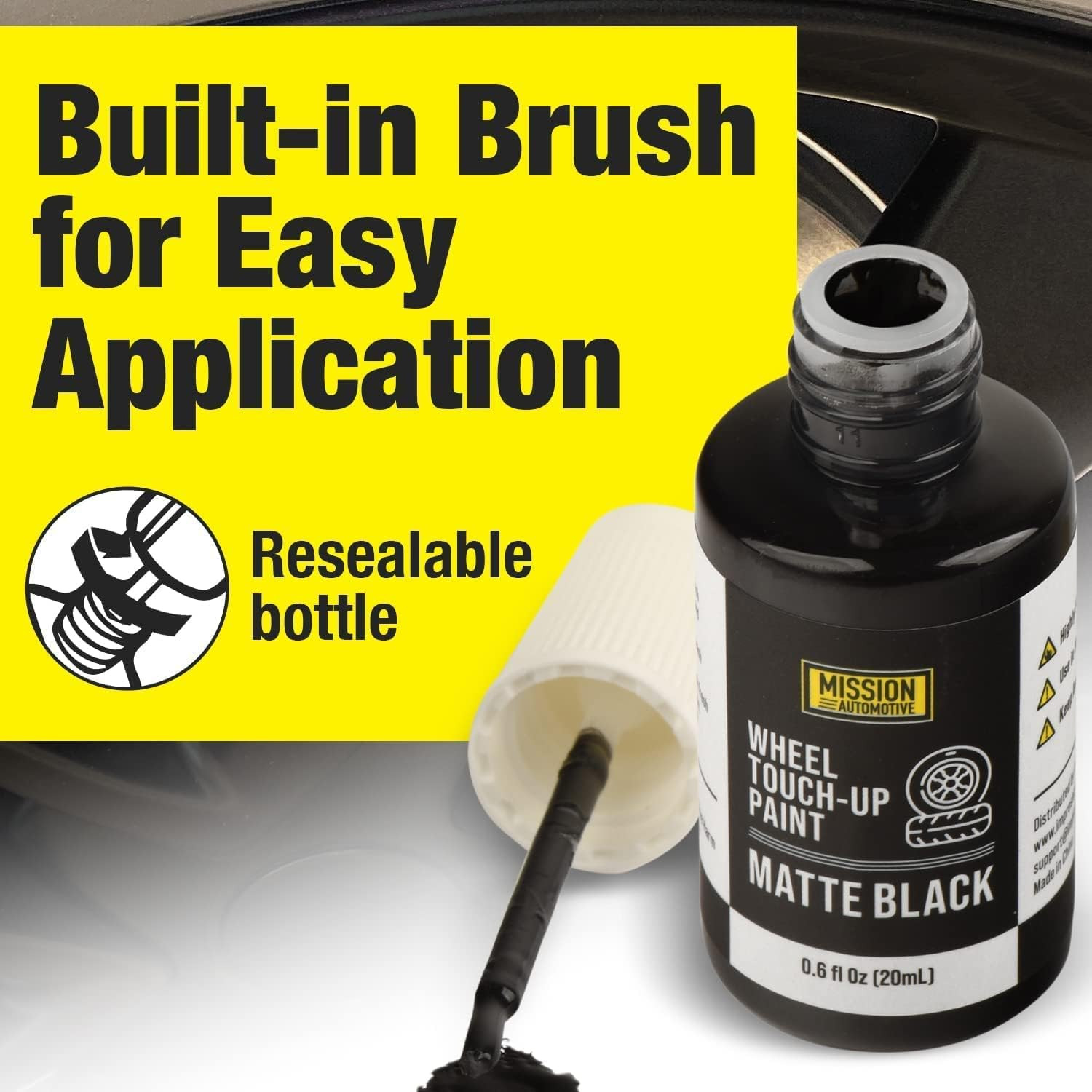 Matte Black Rim Touch-Up Paint – Small Resealable Bottle Compatible with Tesl…