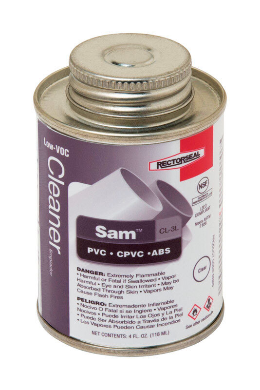 RectorSeal 55929 Sam Clear 550 g/L VOC Cleaner 4 oz. for ABS/CPVC/PVC