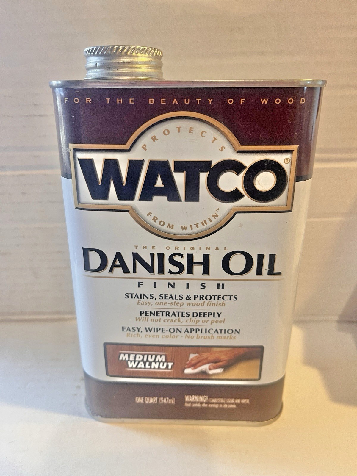 Watco Danish Oil Finish, Medium Walnut, Quart, 947 ml, full can