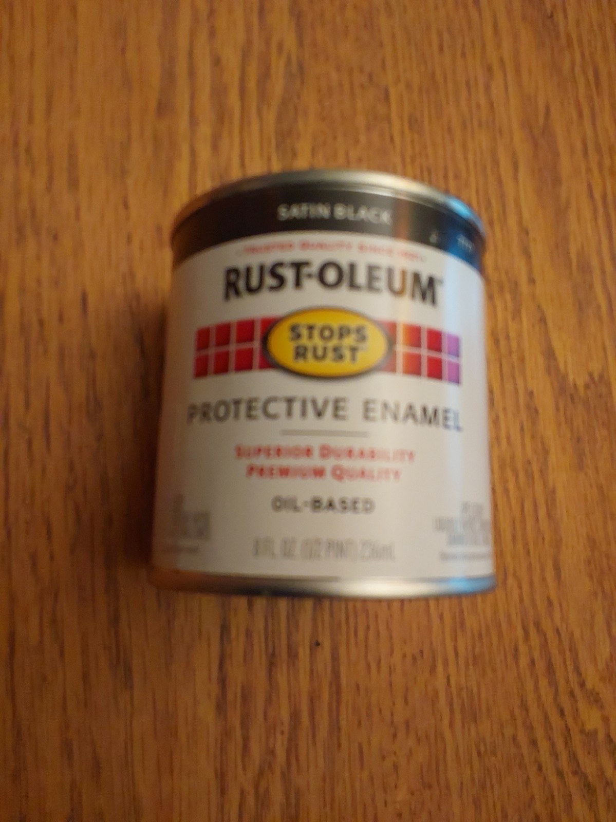 Rust-Oleum SATIN BLACK 1/2pt Stops Rust PROTECTIVE ENAMEL Oil-Based 7777-730 NEW