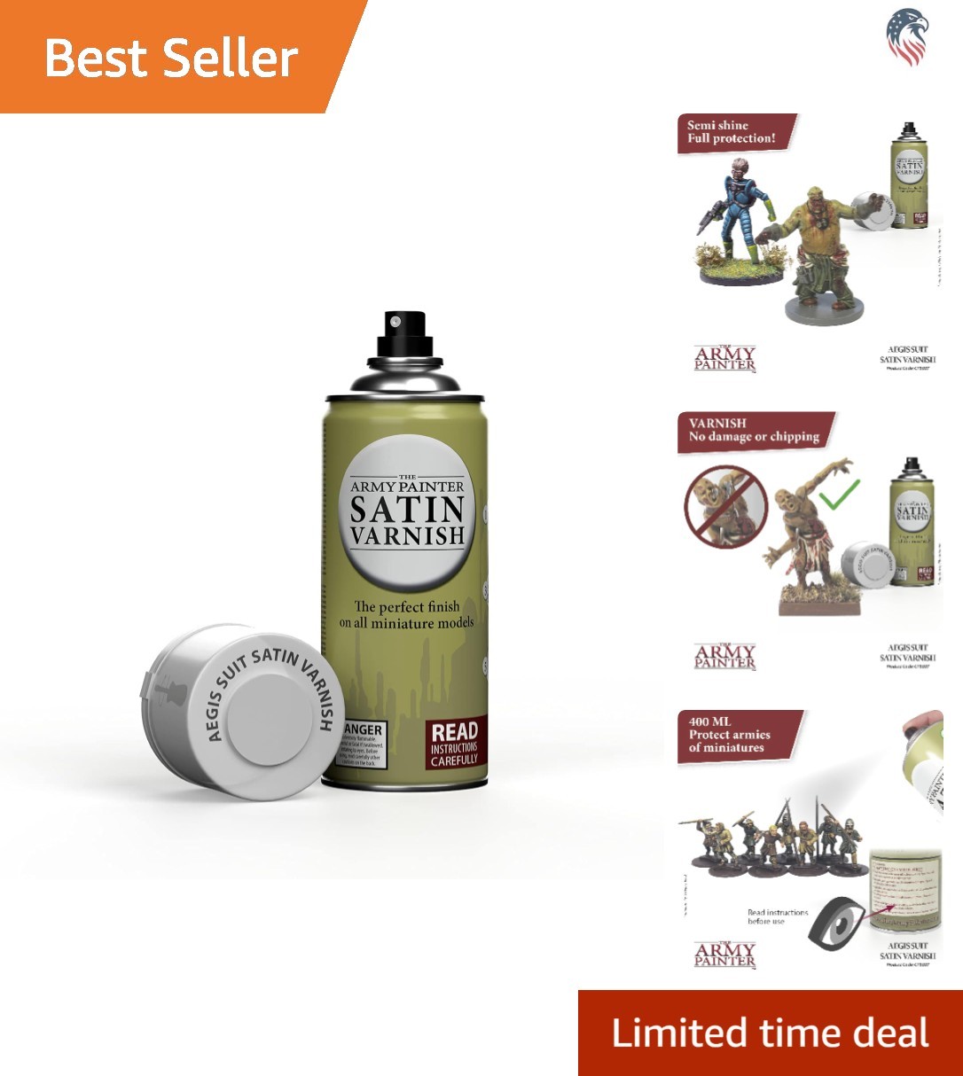 400ml Satin Varnish Spray for Miniatures Tabletop Gaming Plastic Clear